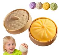 Giant Dumpling Squishy, Giant Glitter Dumpling, Mega Rainbow Dumplings, Large Stress Relief Sensory Ball for Adults & Kids, Rainbow Dumplings Fidget Toy, Soft Squeeze Decompression Dough (Yellow)