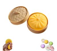 Giant Dumpling Squishy, Giant Glitter Dumpling, Mega Rainbow Dumplings with Steamer Box, Soft Squeeze Decompression Dough, Anxiety Relief Fidget Toy for Adults & Kids Relief (Yellow)