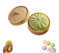 Giant Dumpling Squishy, Giant Glitter Dumpling, Mega Rainbow Dumplings with Steamer Box, Soft Squeeze Decompression Dough, Anxiety Relief Fidget Toy for Adults & Kids Relief (Green)