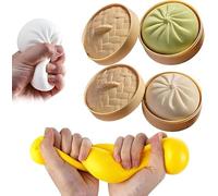 Giant Dumpling Squishy,Giant Glitter Mystery Dumpling Squishy,Jumbo Dumpling Squishy Toy with Steamer Box,Relief Fidget Toy,Soft Squeeze Decompression Dough,for Adults & Kids (Green+White)