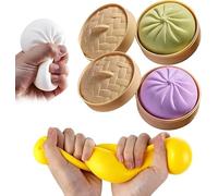 Giant Dumpling Squishy,Giant Glitter Mystery Dumpling Squishy,Jumbo Dumpling Squishy Toy with Steamer Box,Relief Fidget Toy,Soft Squeeze Decompression Dough,for Adults & Kids (Green+Purple)