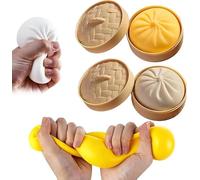 Giant Dumpling Squishy,Giant Glitter Mystery Dumpling Squishy,Jumbo Dumpling Squishy Toy with Steamer Box,Relief Fidget Toy,Soft Squeeze Decompression Dough,for Adults & Kids (Yellow+White)