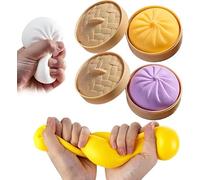 Giant Dumpling Squishy,Giant Glitter Mystery Dumpling Squishy,Jumbo Dumpling Squishy Toy with Steamer Box,Relief Fidget Toy,Soft Squeeze Decompression Dough,for Adults & Kids (Purple+Yellow)