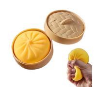 Giant Dumpling Squishy, Jumbo Dumpling Squishy Toy with Steamer Box, Anxiety Relief Fidget Toy, Suitable for All Age Groups (Yellow)