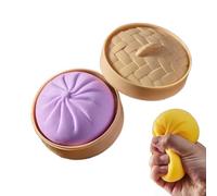 Giant Dumpling Squishy, Jumbo Dumpling Squishy Toy with Steamer Box, Anxiety Relief Fidget Toy, Suitable for All Age Groups (Purple)