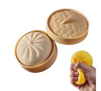 Giant Dumpling Squishy, Jumbo Dumpling Squishy Toy with Steamer Box, Anxiety Relief Fidget Toy, Suitable for All Age Groups (White)