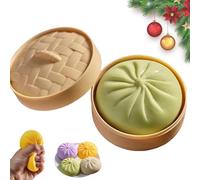 Giant Dumpling Squishy, Jumbo Dumpling Squishy Toy with Steamer Box, Giant Glitter Dumpling Stress Toy Ball, Decompression Squeeze Toys, for Anxiety Relief, for Kids and Adults (Green)