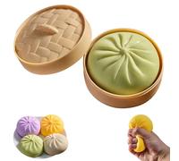 Giant Dumpling Squishy, Jumbo Dumpling Squishy Toy with Steamer Box, Mega Mystery Dumplings, Soft Squeeze Decompression Dough, Large Stress Relief Sensory Ball for Adults & Kids (Green)