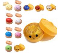 Giant Dumpling Squishy, Jumbo Dumpling Squishy Toy With Steamer Box, Soft Squeeze Decompression Buns Stress Toy, Cute Anxiety Relief Fidget Toy for Adults and Kid (Gold)