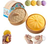 Giant Dumpling Squishy, Jumbo Rainbow Dumpling Stress Ball for Kids & Adults, Extra Large Soft Slow-Rising Dumplings for Anxiety Relief, Sensory Fidget Dough Toy, Decompression (Yellow)