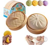 Giant Dumpling Squishy, Jumbo Rainbow Dumpling Stress Ball for Kids & Adults, Extra Large Soft Slow-Rising Dumplings for Anxiety Relief, Sensory Fidget Dough Toy, Decompression (White)