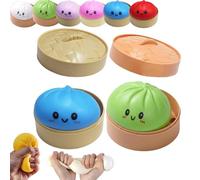 Giant Dumpling Squishy, Jumbo Rainbow Dumpling Stress Ball for Kids & Adults, Extra Large Soft Slow-Rising Dumplings for Anxiety Relief, Sensory Fidget Dough Toy, Decompression (2pcs-upgraded D)