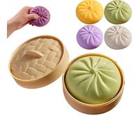 Giant Dumpling Squishy Jumbo Soft Squeeze Toy with Steamer Box, Anxiety Relief Fidget Toy, Large Stress Relief Sensory Ball For Adults & Kids (Green)