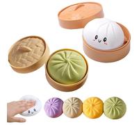 Giant Dumpling Squishy, Mega Dumplings Toy with Steamer Box, Colorful Squishy Dumpling, Large Stress Relief Sensory Ball for Adults and Kid, Soft Squeeze Decompression Dough Fidget Toys (Green+White)