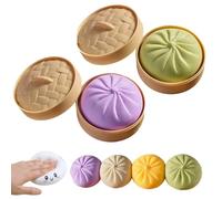 Giant Dumpling Squishy, Mega Dumplings Toy with Steamer Box, Colorful Squishy Dumpling, Large Stress Relief Sensory Ball for Adults and Kid, Soft Squeeze Decompression Dough Fidget Toys (Green+Purple)