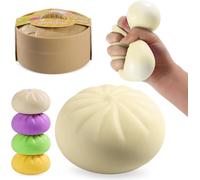Giant Dumpling Squishy, Mega Dumplings Toy with Steamer Box, Colorful Squishy Dumpling, Large Stress Relief Sensory Ball for Adults and Kid, Soft Squeeze Decompression Dough Fidget Toys (white)