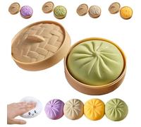 Giant Dumpling Squishy, Mega Dumplings Toy with Steamer Box, Colorful Squishy Dumpling, Large Stress Relief Sensory Ball for Adults and Kid (Green)