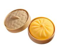 Giant Dumpling Squishy,Mega Rainbow Dumplings Fidget,Squeeze Dough Ball Stress Relief Hand Toy, Slow-Rising Sensory Decompression Dumplings,Bun with Food Steamer Stretchy Desk Toys (yellow)