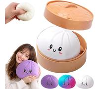 Giant Dumpling Squishy Stress Ball - 10 Inch Jumbo Slow Rising Decompression Dough Fidget Toy - Soft Sensory Anxiety Relief Bao Bun Gift for Adults & Kids with Steamer Box (White S: 10cm/4 Inch)