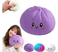 Giant Dumpling Squishy Stress Ball - 10 Inch Jumbo Slow Rising Decompression Dough Fidget Toy - Soft Sensory Anxiety Relief Bao Bun Gift for Adults & Kids with Steamer Box (Purple M: 15cm/6 Inch)