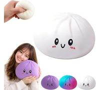 Giant Dumpling Squishy Stress Ball - 10 Inch Jumbo Slow Rising Decompression Dough Fidget Toy - Soft Sensory Anxiety Relief Bao Bun Gift for Adults & Kids with Steamer Box (White L: 25cm/10 Inch)