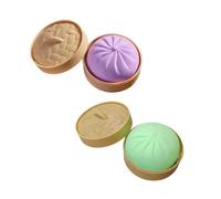 Giant Dumpling Squishy, Stress Relief Steamed Bun Squeeze Toy, Soft Elastic Material, Large Stress Relief Sensory Ball for Adults & Kids, 10cm (Purple+Green2)