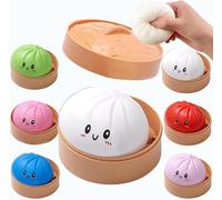 Giant Dumpling Squishy Stress Toy,Soft Squeeze Dough Hand Fidget Toys with Steamer Box,Realistic Giant Bao Bun Dumpling Squeeze Toy for Kids Adults Non-Edible (White)