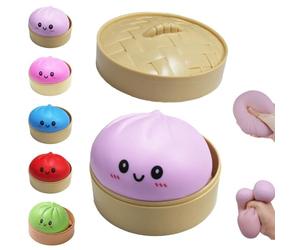 Giant Dumpling SquishyToy, 4 Inch Jumbo Dumpling Stress Ball, Rainbow Mystery SquishyBun,Cute Anxiety Relief Fidget Toy, Dumplings Toy,Soft Squeeze Decompression Dough for Adults Kids