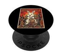 Giant Easter Rabbit City Destruction Retro Art PopSockets Adhesive PopGrip
