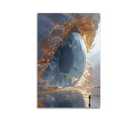 Giant Eye With Clouds And Figure Wall Art, Surreal Decor For Home And Meditation Space Artistic Wall Mural Modern Hanging Decor Poster20x30inch(50x75cm)