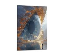 Giant Eye With Clouds And Figure Wall Art, Surreal Decor For Home And Meditation Space Artistic Wall Mural Modern Hanging Decor Poster24x36inch(60x90cm)