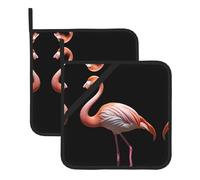 Giant Flamingo Washable Pot Holder Set, Heat Resistant Pot Holder Accessories 2-Piece Set, Cooking Oven Grill Mat, 8 * 8 Inch