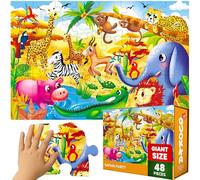 Giant Floor Puzzles for 3 4 Year Olds - Kids Jigsaw Puzzles Age 4-6 | 60x90 cm 48 Piece Large Floor Puzzles for 3-5 Year Olds - Educational Kids Puzzles Games - Africa Toys Gift Age 5-8