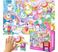 Giant Floor Puzzles for 3 4 Year Olds - Kids Jigsaw Puzzles Age 4-6 | 60x90 cm 48 Piece Large Floor Puzzles for 3-5 Year Olds - Educational Kids Puzzles Games - Unicorn Toys Gift Age 5-8