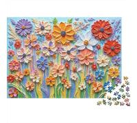 Giant Flowers 1000 Piece Jigsaw Puzzle Recycled Paper 3D Flowers Puzzles for Elderly Fun And Challenging Family Game Perfect for Holiday Blessings 70x50cm/1000pcs