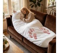 Giant Fluffy Plush Cat Sleeping Bag,cute for Humans, Cozy Warm Blanket Bags,Envelope Design, for Camping & Sleepovers, Machine Washable(A)