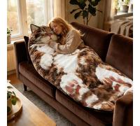 Giant Fluffy Plush Cat Sleeping Bag,cute for Humans, Cozy Warm Blanket Bags,Envelope Design, for Camping & Sleepovers, Machine Washable(D)