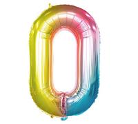 Giant Foil Number 0 Balloons 40 inch Large Mylar Rainbow Balloons Birthday Foil Balloons Anniversary Decoration Supplies Age Balloons 1 pc