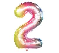 Giant Foil Number 2 Balloons 40 inch Large Mylar Rainbow Balloons Birthday Foil Balloons Anniversary Decoration Supplies Age Balloons 1 pc