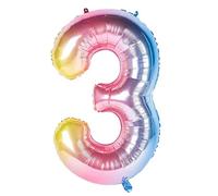Giant Foil Number 3 Balloons 40 inch Large Mylar Rainbow Balloons Birthday Foil Balloons Anniversary Decoration Supplies Age Balloons 1 pc