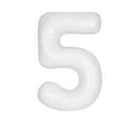Giant Foil Number 5 Balloon - 86 cm - Matte White