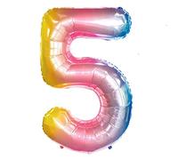 Giant Foil Number 5 Balloons 40 inch Large Mylar Rainbow Balloons Birthday Foil Balloons Anniversary Decoration Supplies Age Balloons 1 pc