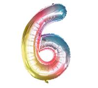 Giant Foil Number 6 Balloons 40 inch Large Mylar Rainbow Balloons Birthday Foil Balloons Anniversary Decoration Supplies Age Balloons 1 pc