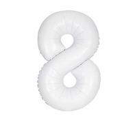 Giant Foil Number 8 Balloon - 86 cm - Matte White