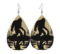 Giant Foot Monsters Sasquatch Monsterss Full Moon Earrings For Women Teardrop Luxurious Teardrop Dangle Faux Leather Earrings Lightweight Leather Earring For Accessories Daily Wear Beach