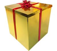 Giant Gift Box (28x28x28in GOLD) Extra Large Cardboard Decorative Box with Lid, Gold Gift Box for Birthday Surprise, Pregnancy Announcement, Gender Reveal, Valentine's Day, Chinese New Year and Other