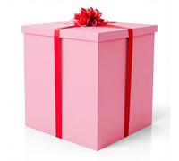 Giant Gift Box Pink Cardboard Decorative Box with Lid, Pink Gift Box for Birthday Surprise, Pregnancy Announcement, Gender Reveal, Christmas Presents and Other Celebrations (Size: 28x28)