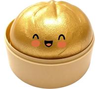 Giant Glitter Bun Squishys Toy, Stress Relief Bao Bun Squishys Squeeze Toy with Steamer, Fun Soft Squeeze Stress Ball Sensory Fidget Toys for Kids & Adults Party Favours Birthday Gifts Gold