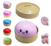 Giant Glitter Dumpling,Dumpling Stress Balls for Adults,Funny Stress Relief Bun Ball with Steamer,Cute Anxiety Relief Fidget Toy,Slow-Rising Decompression Dough for Sensory Play