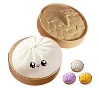 Giant Glitter Dumpling,Giant Dumpling Squish-y,Cute Anxiety Relief Fidget Toy,Jumbo Squishy Toy with Steamer Box,Soft Squeeze Decompression Dough (White)